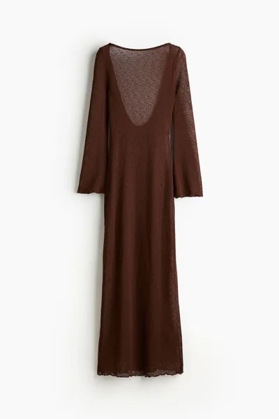 Платье H&M Low-back Knit Bodycon, темно-коричневый