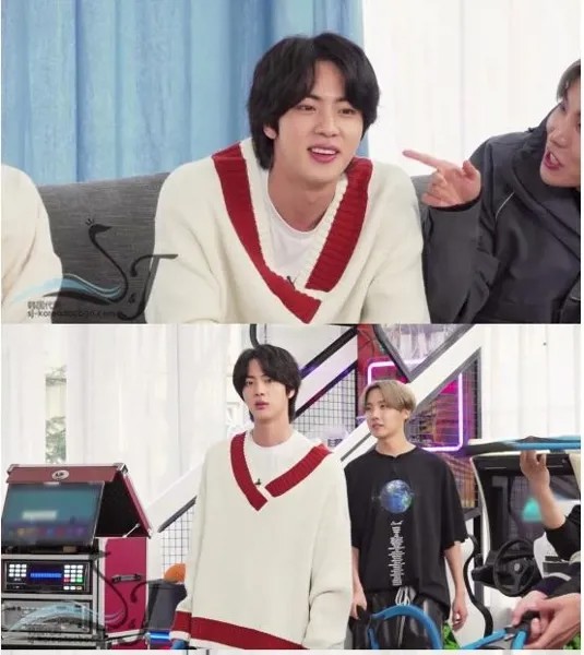 Свитер Seokjin в стиле пэчворк, корейский маленький свитер с V-образным вырезом, пуловер с воротником-стойкой на плечах, вязаная рубашка для муж...