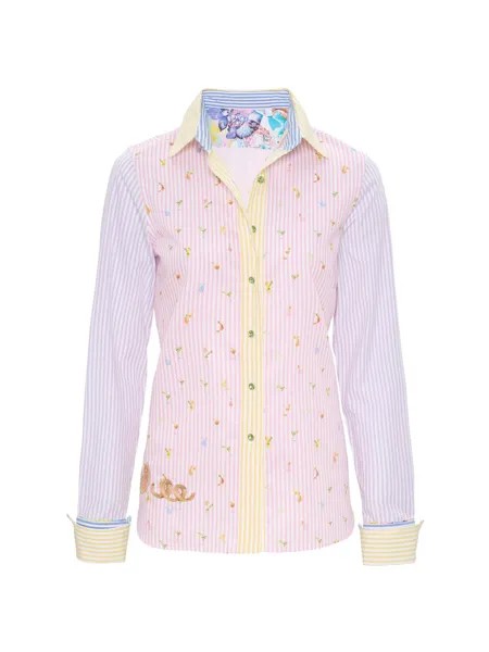 Рубашка Priscilla из эластичного хлопка в полоску с цветными блоками Robert Graham, разноцветный