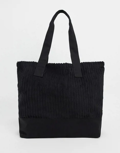 Черная сумка-тоут из вельвета в стиле oversized ASOS DESIGN-Черный