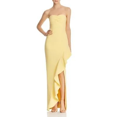 Вероятно женское вечернее платье Carissas желтого цвета без бретелек с рюшами 4 BHFO 7124