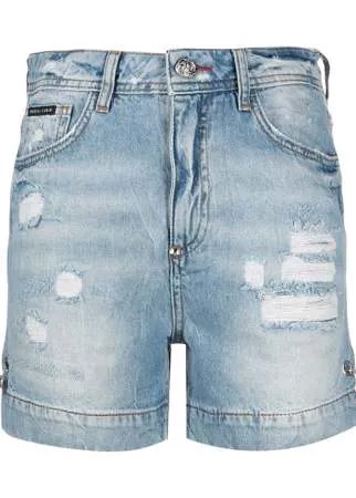 Philipp Plein джинсовые шорты Iconic Pins