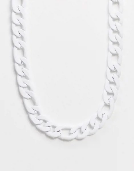 Белое массивное ожерелье с золотистой застежкой Chained & Able-Белый