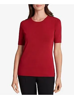 TAHARI Женский Красный Свитер с Круглым Вырезом С Коротким Рукавом S