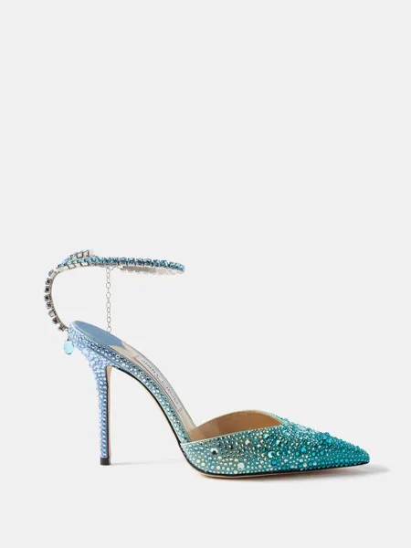 Туфли saeda 100 из атласа с кристаллами Jimmy Choo, синий