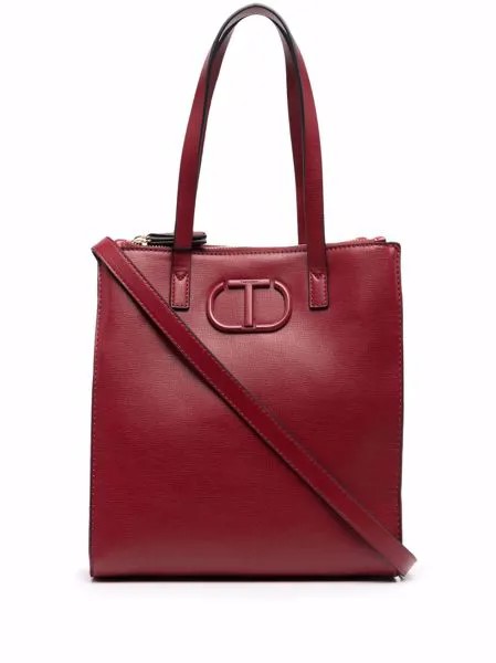 TWINSET logo-plaque leather tote bag