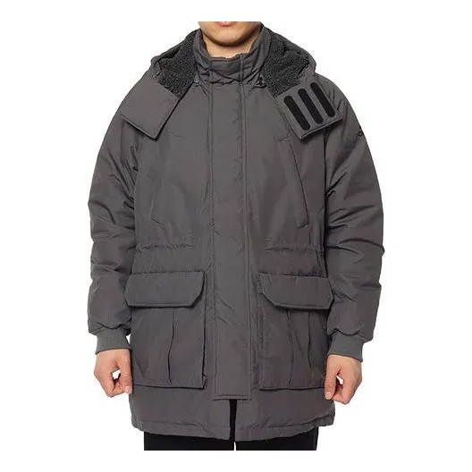 Пуховик Men's adidas Zipper Hooded Loose With Down Feather Gray Jacket, мультиколор