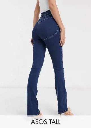 Расклешенные джинсы с моделирующим эффектом ASOS DESIGN Tall hourglass-Голубой