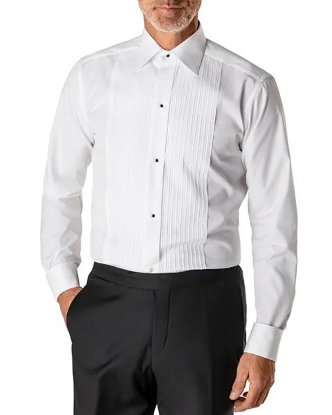 Рубашка под смокинг из хлопка с длинными рукавами и плиссированной нагрудником приталенного кроя Eton, цвет White