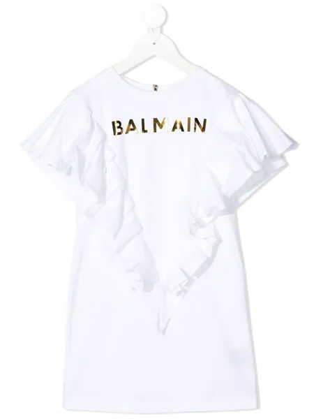 Balmain Kids платье-футболка с логотипом