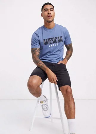 Синяя футболка с логотипом American Eagle-Голубой