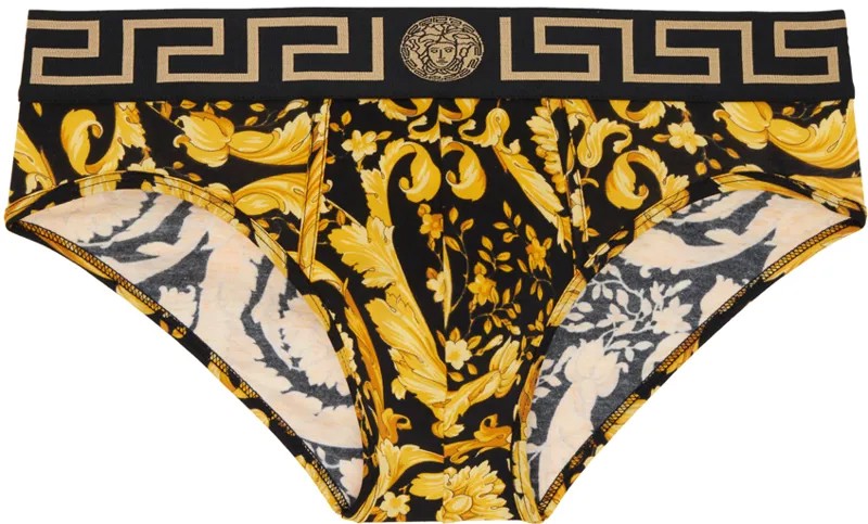 Черно-золотые трусы Barocco Versace Underwear