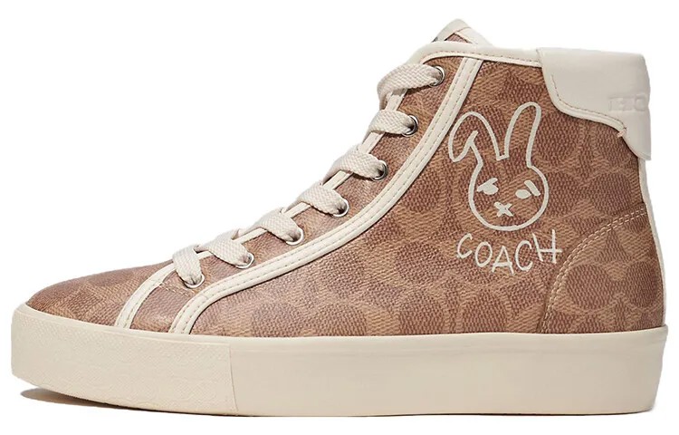 Кроссовки для скейтбординга CitySole женские, высокие, коричневые/белые Coach