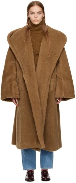 Светло-коричневое плюшевое пальто Max Mara