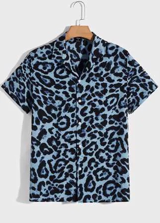 Для мужчины Рубашка с леопардовым принтом на пуговицах