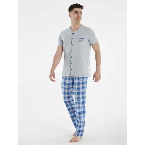 Пижама Relax Mode, размер 48, голубой, серый