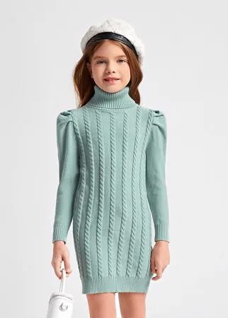 Для девочек Платье-свитер с высоким воротником с рукавами 