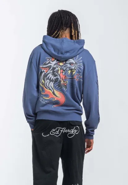 Толстовка на молнии Ed Hardy, синий деним