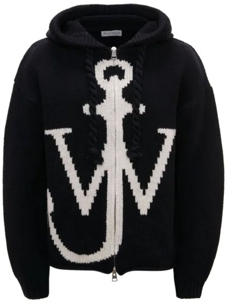JW Anderson худи на молнии с логотипом, черный