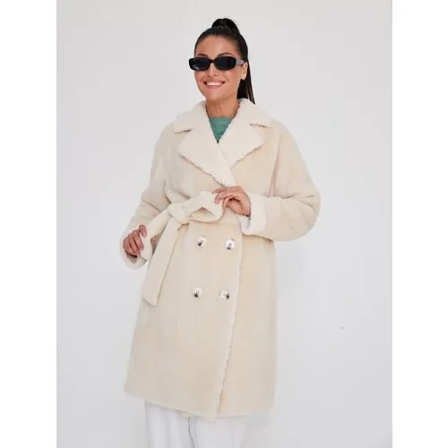 Пальто  Fidan, размер 48, бежевый, белый