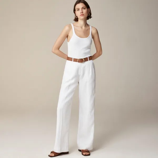 Широкие брюки-эссенции из льна J.Crew, белый