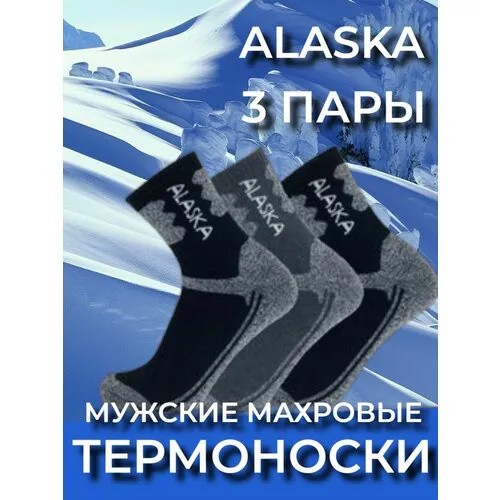 Носки Alaska, 3 пары, размер 41-47, серый, черный