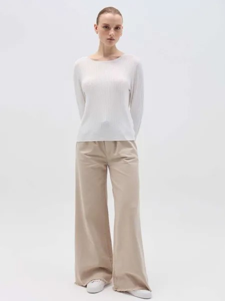 Флисовые брюки-палаццо с необработанным кантом Hybrid, цвет light beige