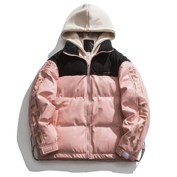 Зимнее теплое пальто в стиле пэчворк с капюшоном, Новое поступление 2022, Толстая Уличная одежда розового/белого цветов, мужские и женские толстовки, теплая куртка