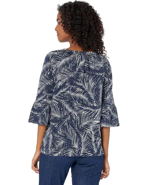 Топ Michael Kors Palm Flare Sleeve Top, цвет Midnight Blue