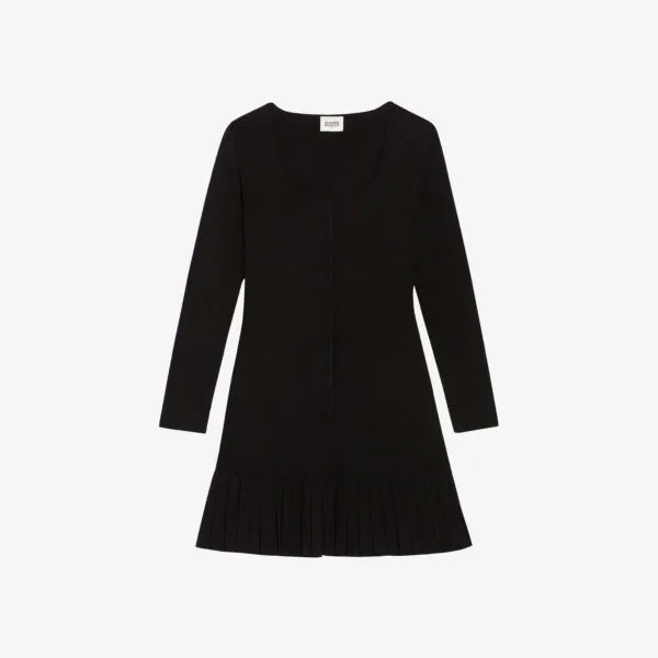 Тканое платье мини Melodieuse с овальным вырезом Claudie Pierlot, цвет noir / gris