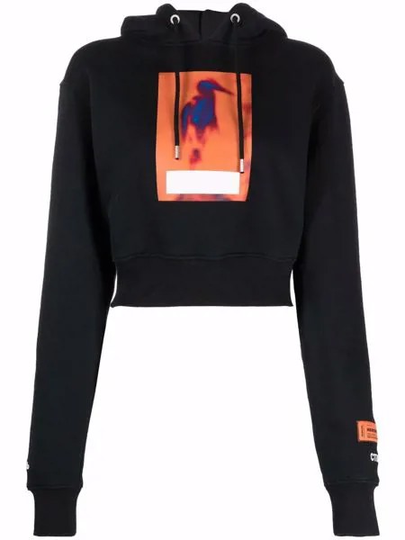 Heron Preston укороченное худи с принтом