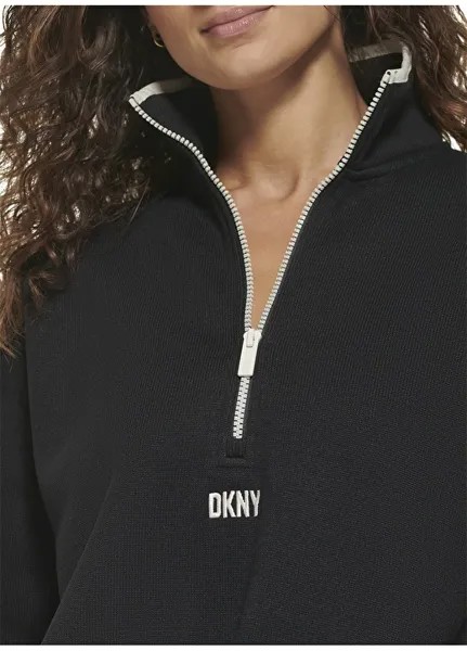 Однотонный черный женский свитер с высоким воротником Dkny Jeans