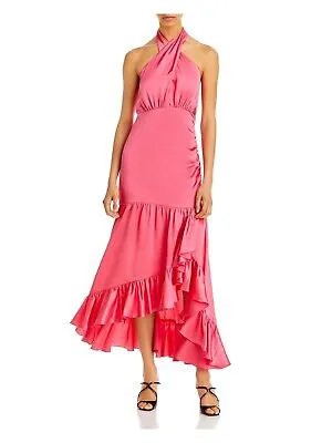 CINQ A SEPT Женское розовое платье макси без рукавов без подкладки с лямкой на шее + расклешенное платье 2