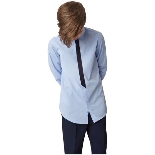 Рубашка трикотажная с длинным рукавом голубая Gulliver, для мальчиков, размер 128, мод. 223GSBC1411