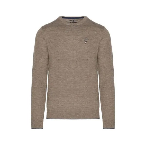 Рубашка с круглым вырезом Мужской Aeronautica Militare Sweater MA1388 Beige IN Wool Merino