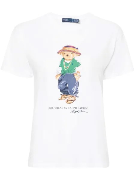 Polo Ralph Lauren футболка из хлопка с принтом Polo Bear, белый