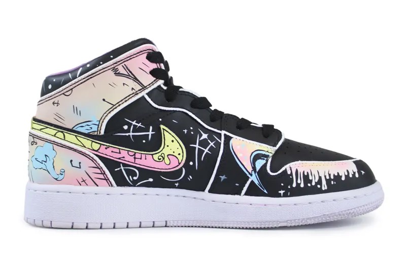 Кроссовки Air Jordan 1 Vintage Basketball Shoes Women's Mid-top Yellow, черный