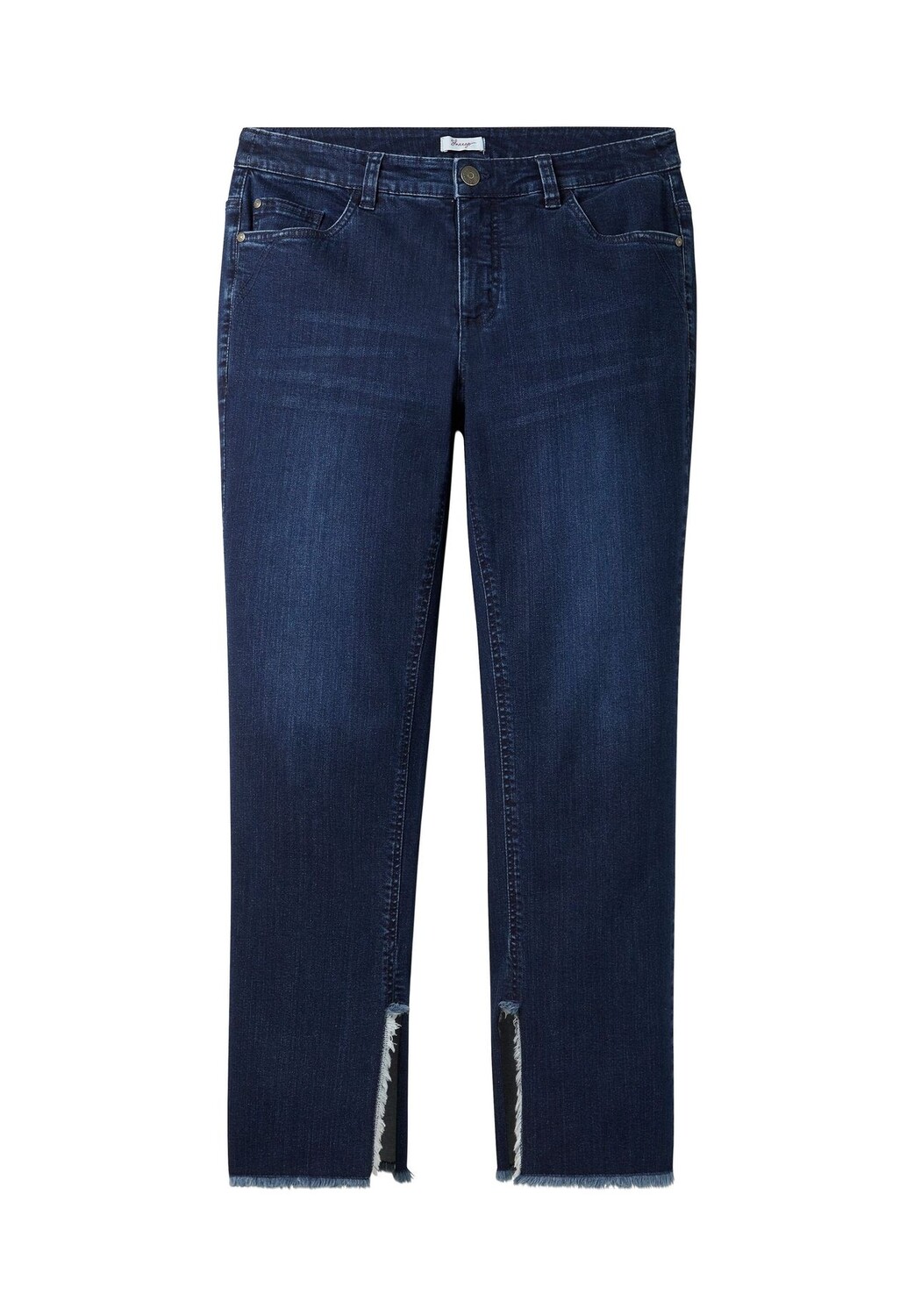 Джинсы с бахромой на подоле sheego, цвет Dark Blue Denim