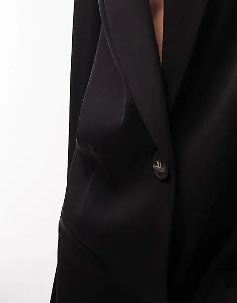 Черный непринужденный пиджак с напуском Topshop Tall Tailored