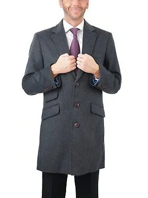 Мужское шерстяное кашемировое однобортное темно-серое пальто длиной 3/4 в стиле автомобиля Верхнее пальто