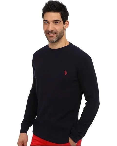 Рубашка U.S. POLO ASSN. Long Sleeve Crew Neck Solid Thermal Shirt, цвет Classic Navy