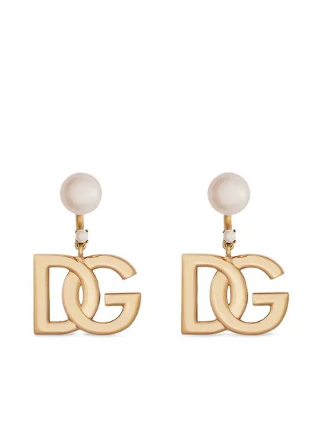 Dolce & Gabbana серьги-подвески с искусственным жемчугом и логотипом