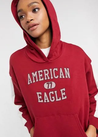 Красный худи без застежки с логотипом American Eagle