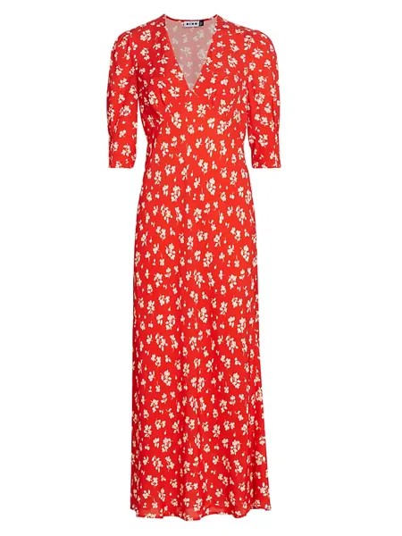 Платье Zadie с V-образным вырезом и цветочным принтом Rixo, красный