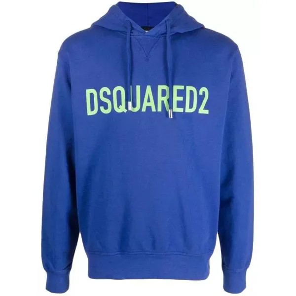 Футболка logo-print cotton hoodie Dsquared2, синий