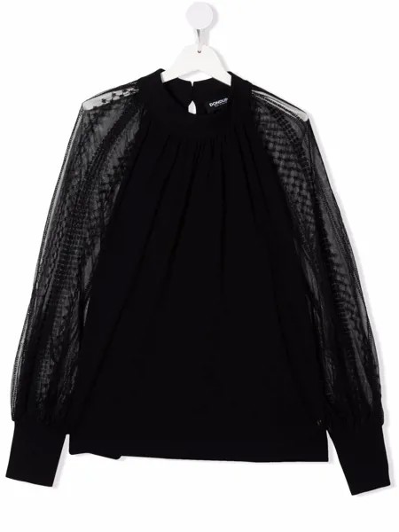 DONDUP KIDS полупрозрачная блузка с круглым вырезом