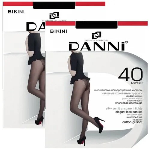 Колготки  DANNI Bikini, 40 den, с ластовицей, с шортиками, 2 шт., размер 2, бежевый