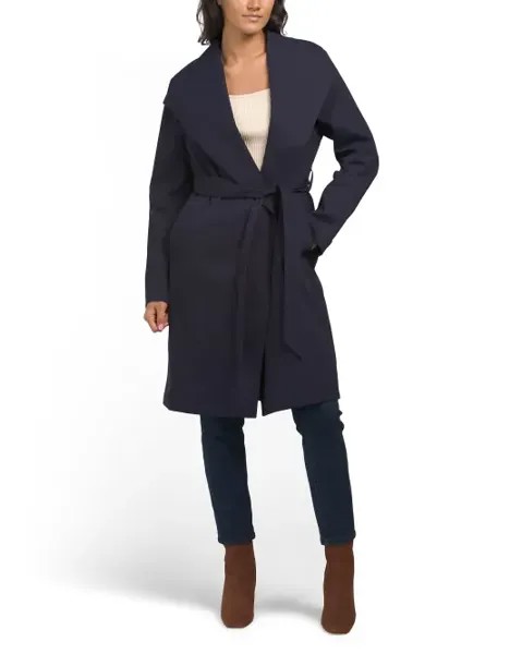 Длинный тренч Gab Classic Chic Badgley Mischka, темно-синий