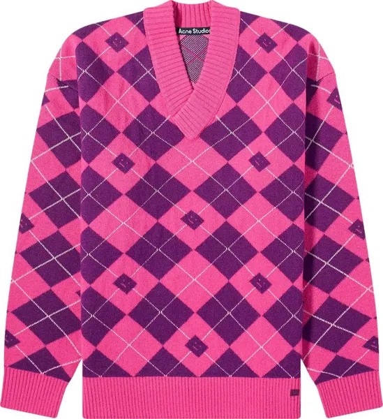 Свитер Acne Studios V Neck Printed 'Pink/Purple', розовый