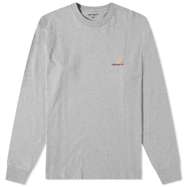 Футболка Carhartt Wip Long Sleeve American Script, цвет Grey Heather
